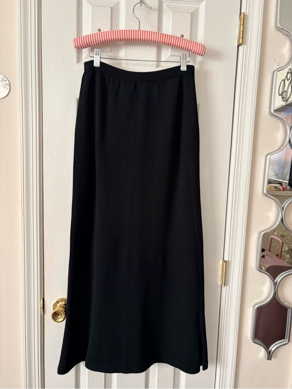 VTG Helen Hsu Black Knit Midi Skirt Size L - Picture 9 of 10